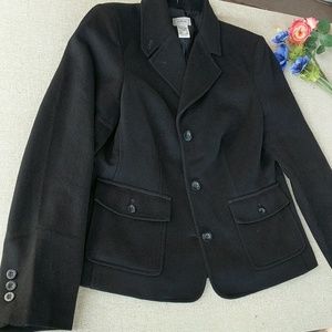 LL Bean Wool Jacket Blazer Small Black Angora S